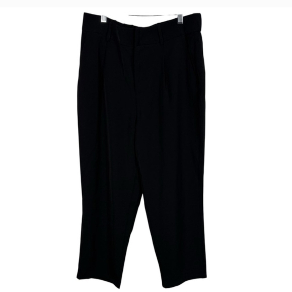 Halara Black Pleated Stretch Knit Slack Trouser Pants NWT Large Petite LP Office